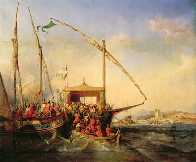 Batalla naval de Imbre en 1346, 1842 de Eugene Modeste Edmond Lepoittevin